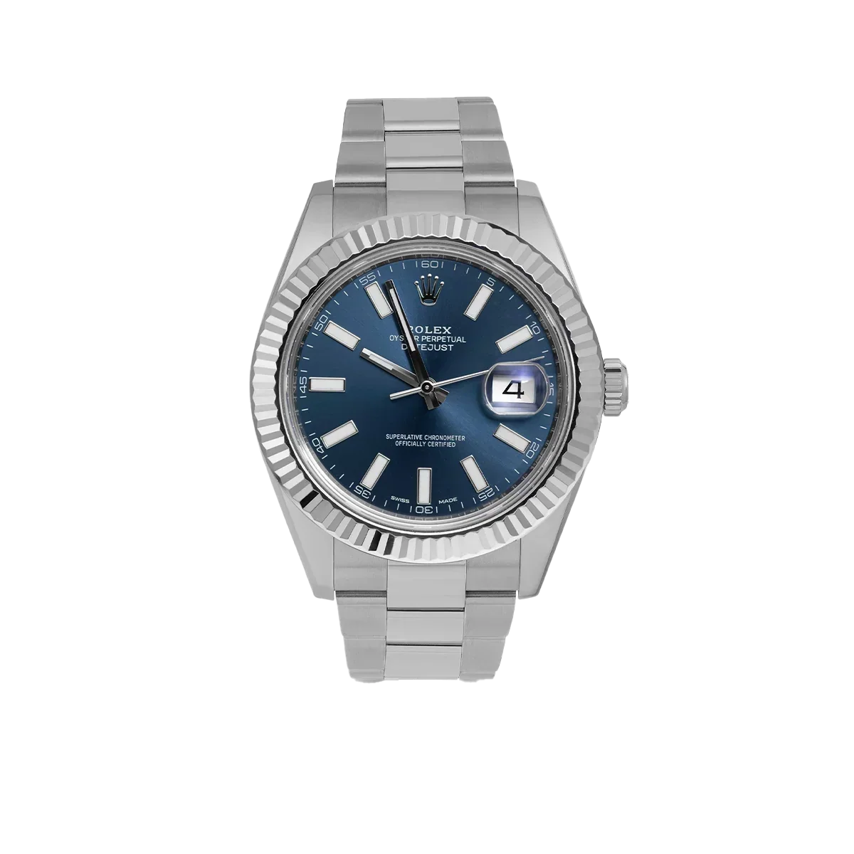 Datejust 116334 Fluted Bezel Watch 41mm Blue Index Dial
