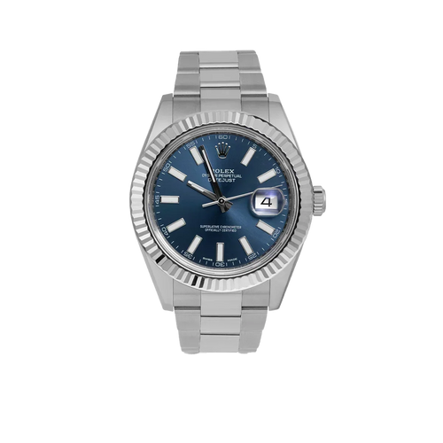 Datejust 116334 Fluted Bezel Watch 41mm Blue Index Dial