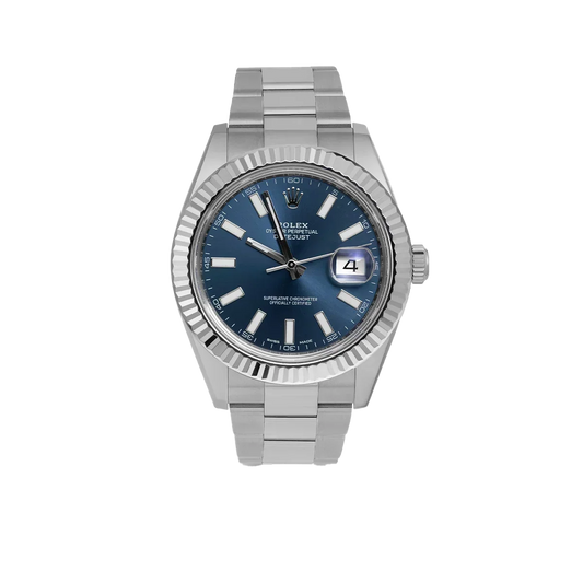 Datejust 116334 Fluted Bezel Watch 41mm Blue Index Dial