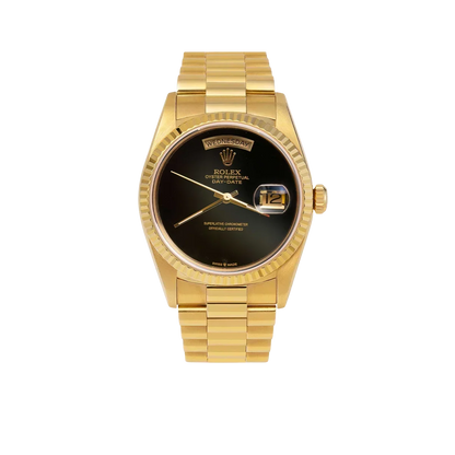 Presidential Rolex Day-Date 18038 Watch 36mm Black Onyx Dial 18K Yellow Gold