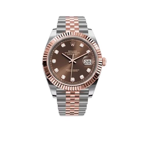 Datejust 41MM 126331 Chocolate Diamond Dial Fluted Bezel Two Tone Rose Gold Jubilee Bracelet