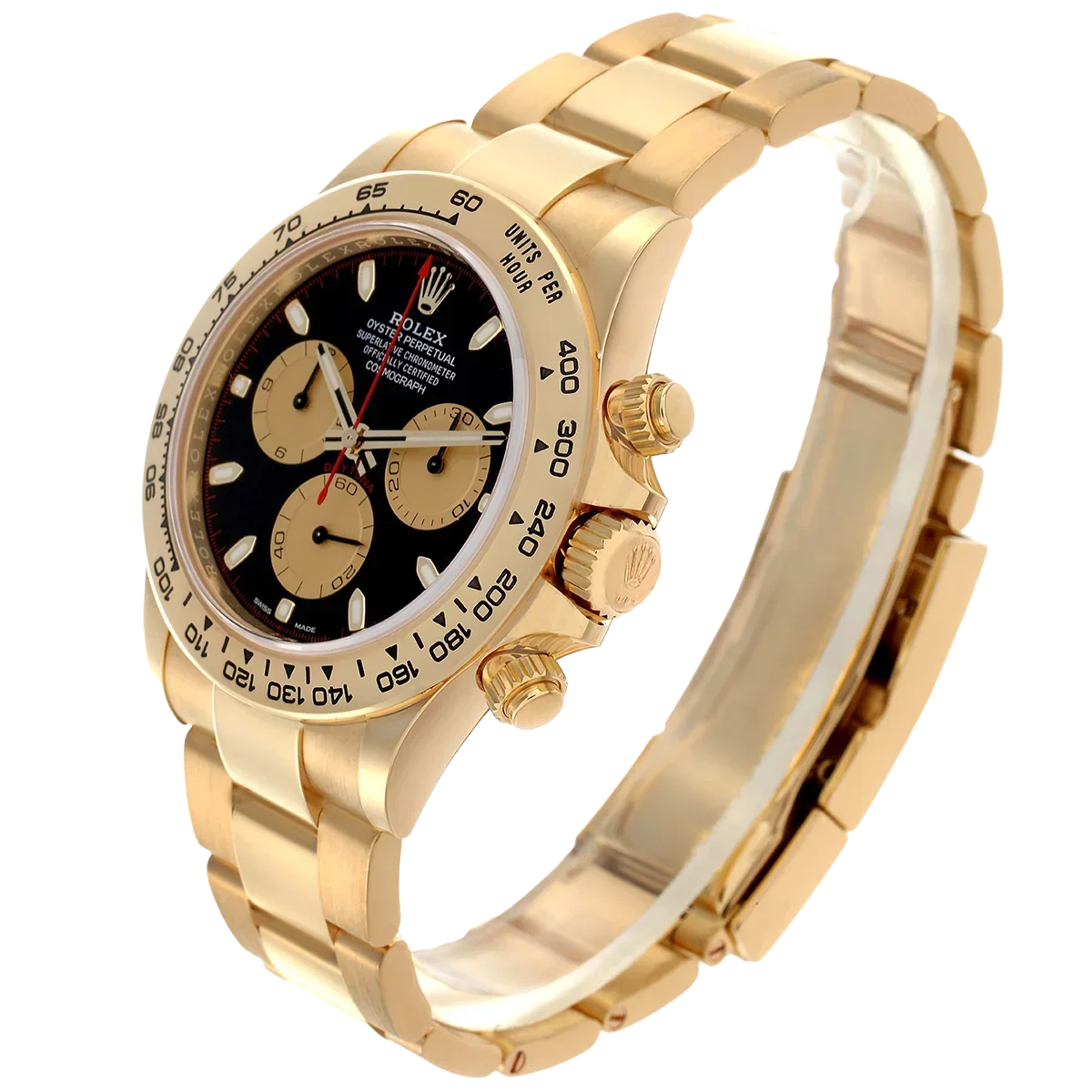 Daytona 40mm Black Dial Yellow Gold Mens Automatic Watch 116508