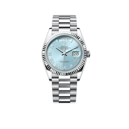 President Day-Date 36mm Platinum Ice Blue Mens Watch 128236-0008