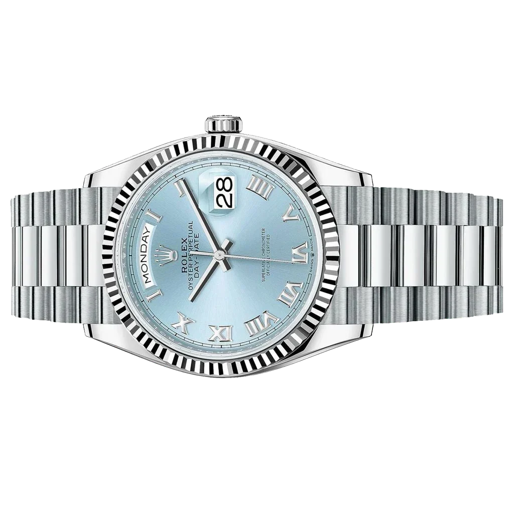 President Day-Date 36mm Platinum Ice Blue Mens Watch 128236-0008