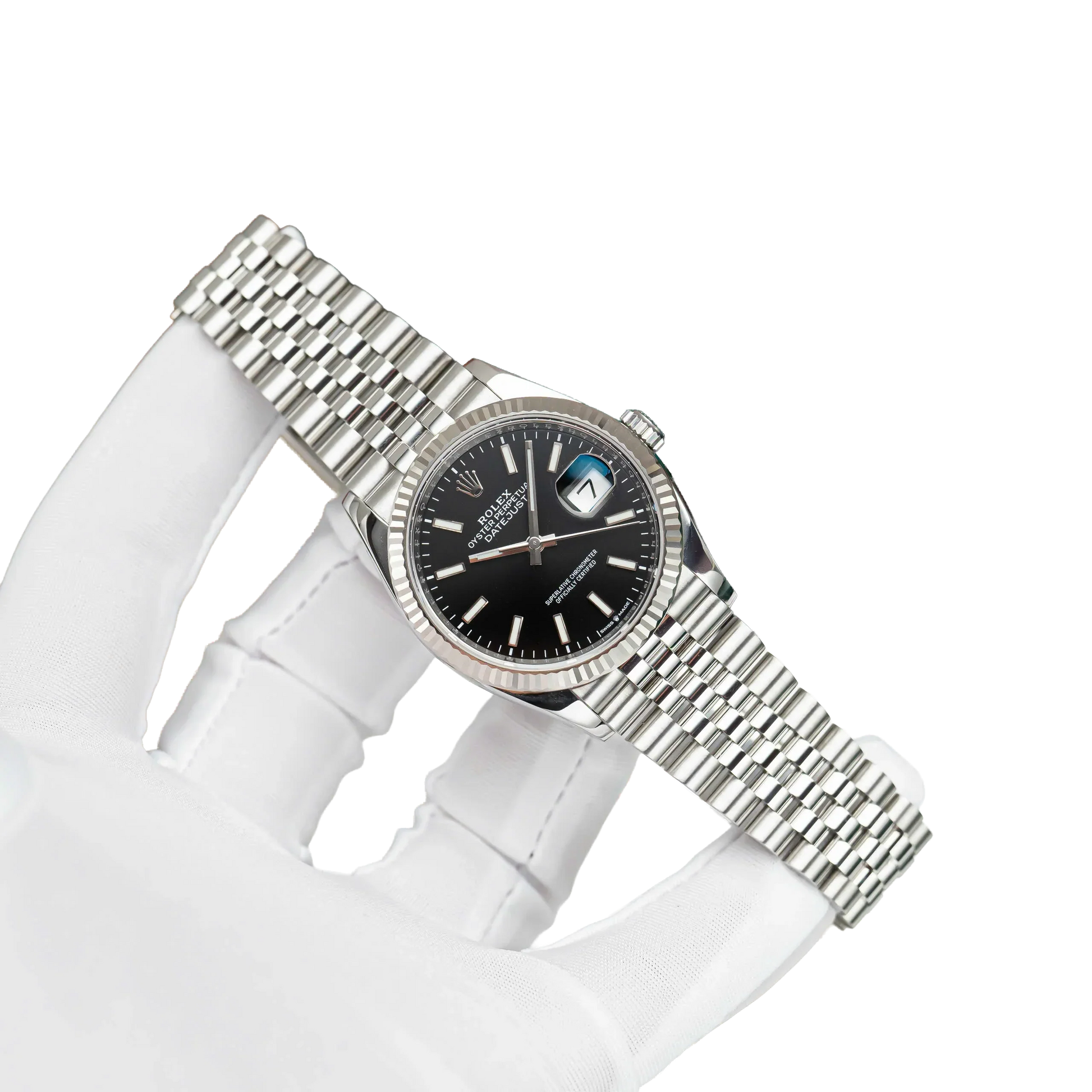 Datejust 41mm Steel White Gold Black Dial Mens Watch m126334-0018