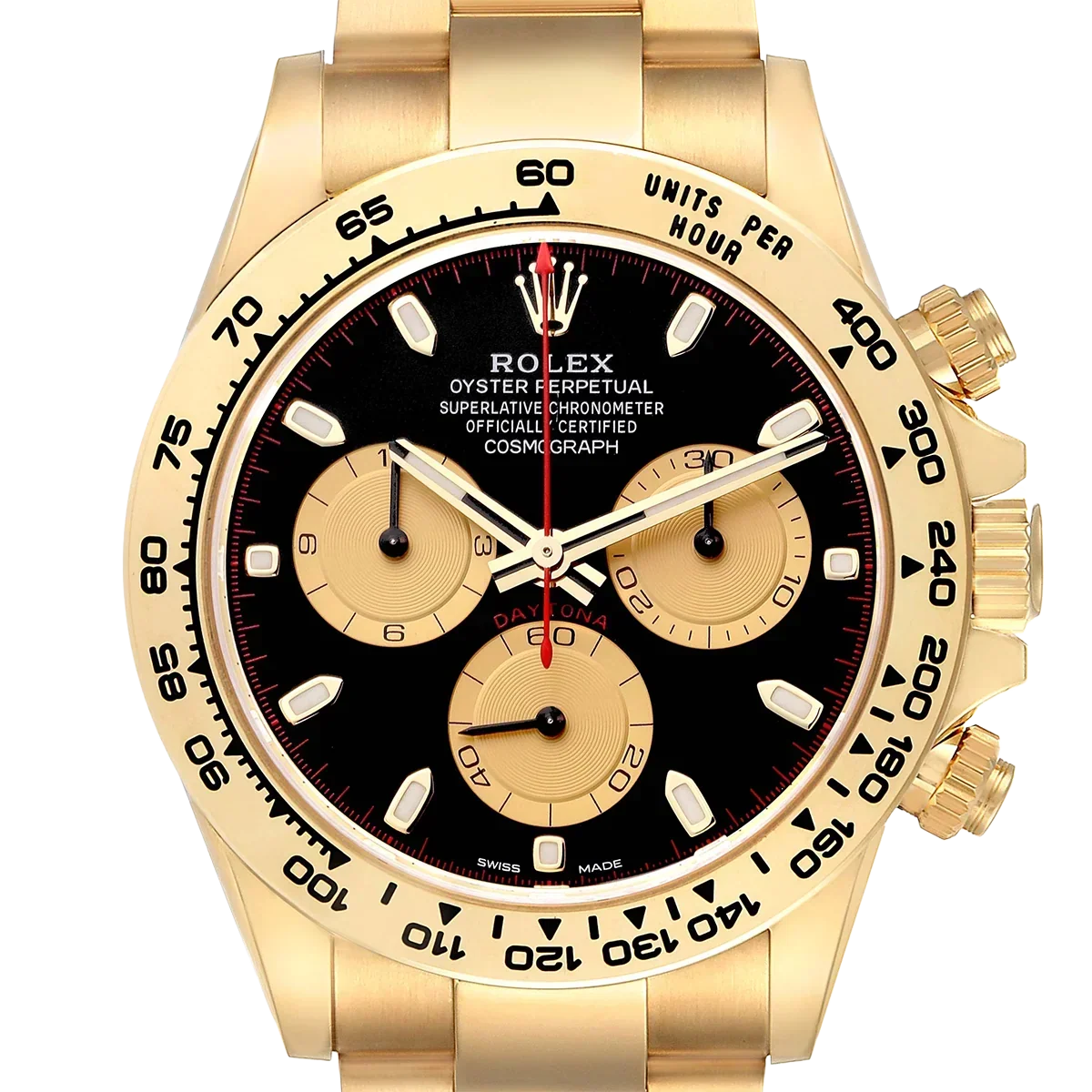 Daytona 40mm Black Dial Yellow Gold Mens Automatic Watch 116508