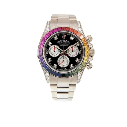 Daytona 116599RBOW Rainbow White Gold Black Diamond Dial Sapphire Bezel
