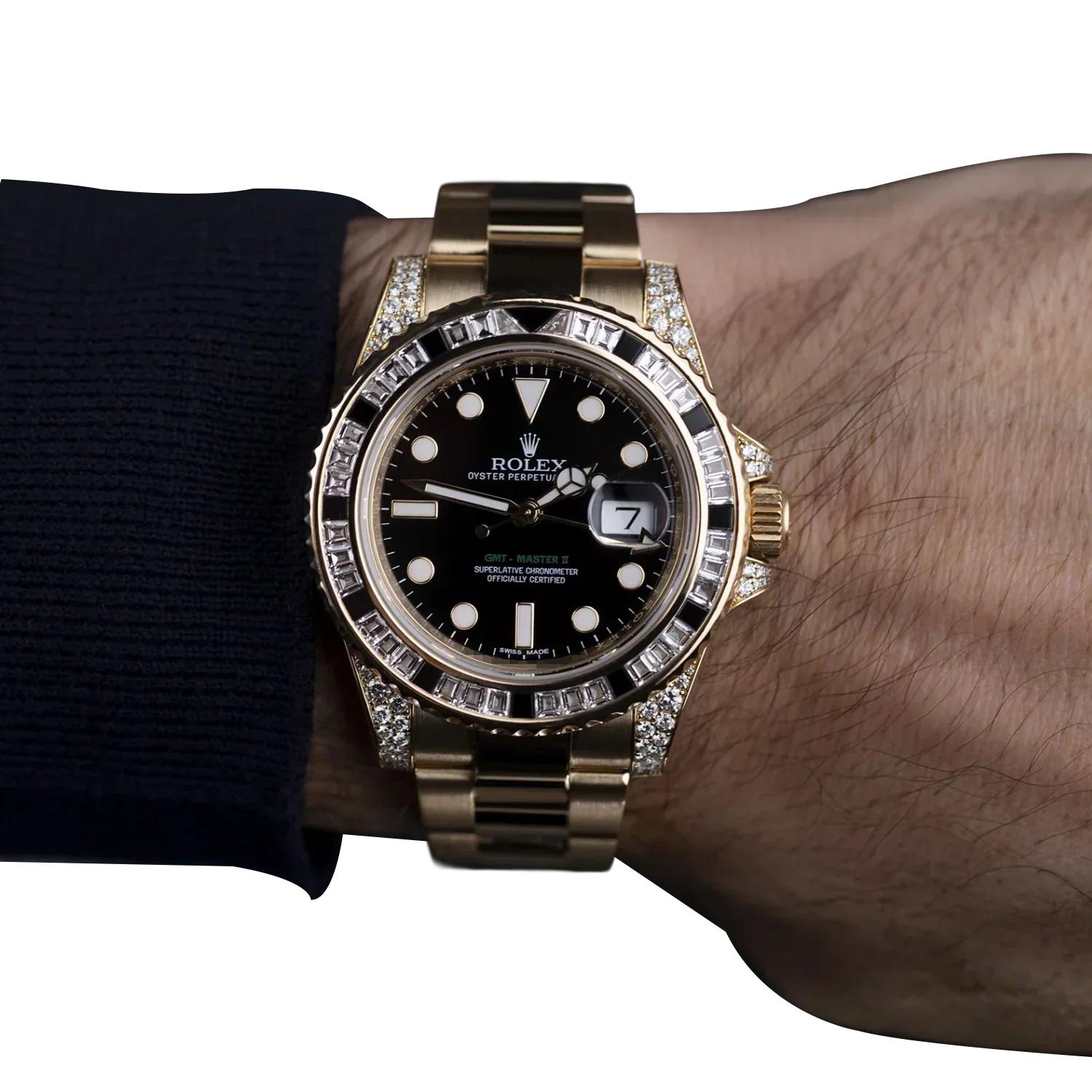 GMT Master II 18k Yellow Gold Diamond Black Sapphire 116758SANR