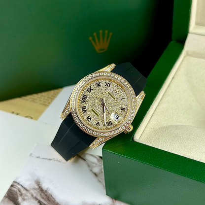 Datejust 40mm Diamond-Paved Dial Yellow Gold Men Watches