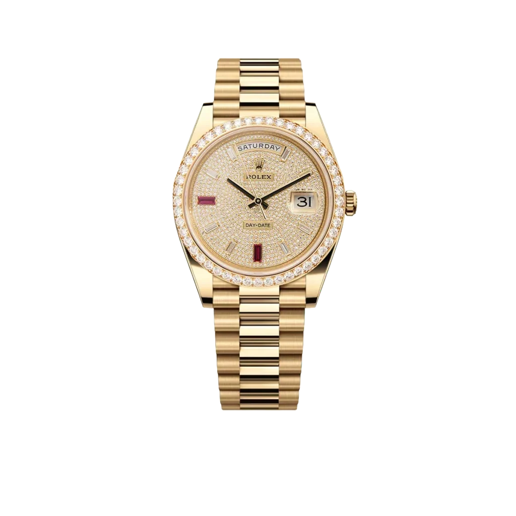 Day-Date 40mm Yellow Gold Diamond Ruby Pave Dial Diamond Bezel 228348RBR