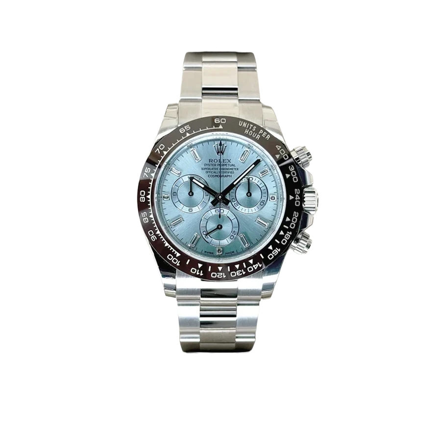 Daytona 40mm 116506 Platinum Ice Blue Diamond Baguette Dial