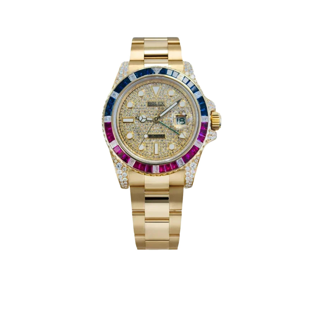 GMT-Master II 40mm Yellow Gold Pepsi Bezel Diamond Set Watch 116718LN