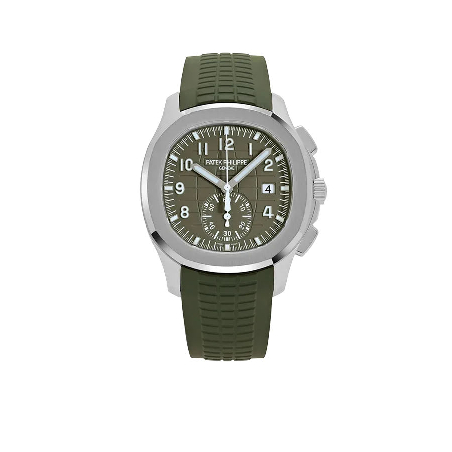 Aquanaut 42mm 5968G-010 Chronograph White Gold Khaki Green Dial
