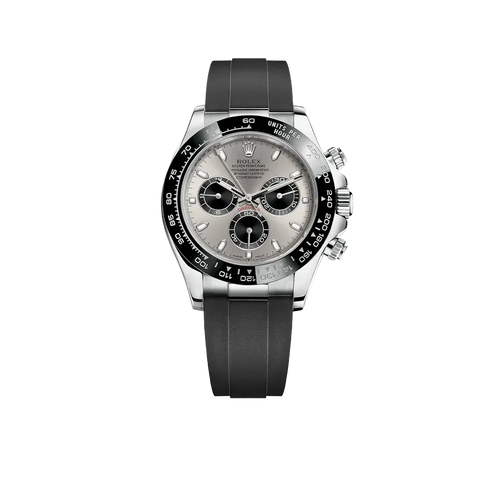Daytona 40mm 116519 White Gold Steel Index Black Oysterflex Rubber Strap