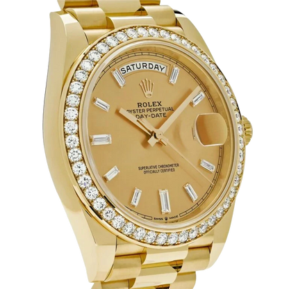 Day-Date 40mm 228348RBR Yellow Gold Diamond Bezel Champagne Diamond Dial