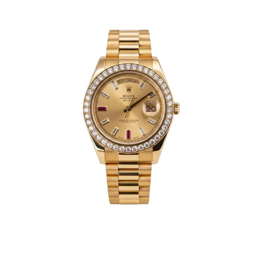 President Day-date II 41mm 218348 18k Yellow Gold Baguette Diamond & Ruby Dial