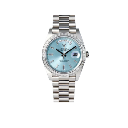 Day-Date 40mm Ice Blue Dial Baguette Set Bezel 228396TBR