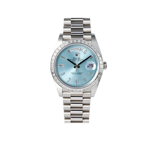 Day-Date 40mm Ice Blue Dial Baguette Set Bezel 228396TBR