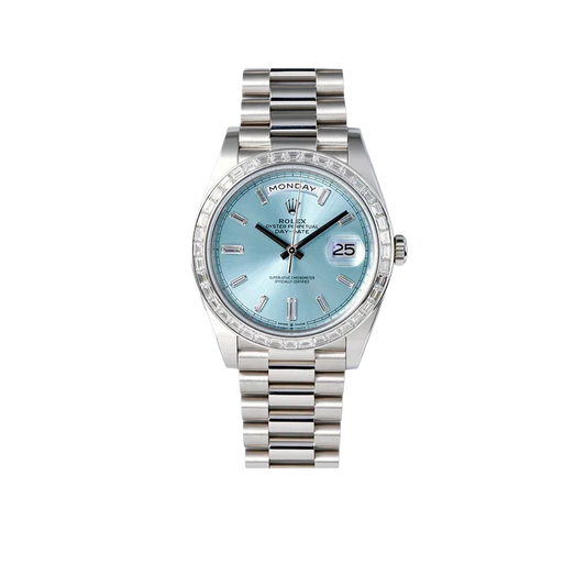 Day-Date 40mm Ice Blue Dial Baguette Set Bezel 228396TBR