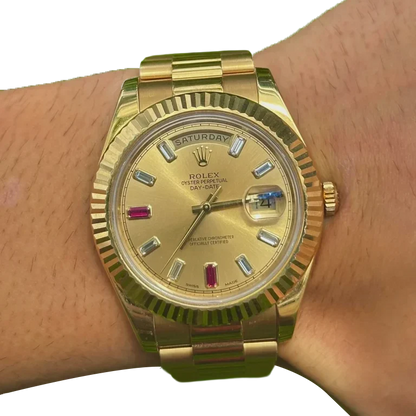 President Day-Date II 41mm 218238 18k Yellow Gold & Ruby Dial