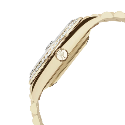Day-Date 40 228348RBR Yellow Gold Diamond Bezel Champagne Roman Dial