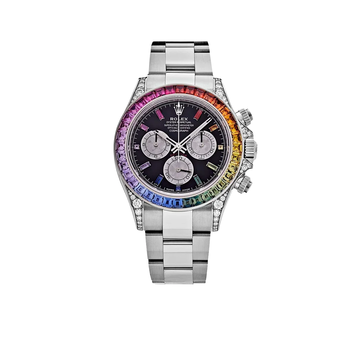 Daytona 40mm 116599RBOW Rainbow White Gold Black Dial