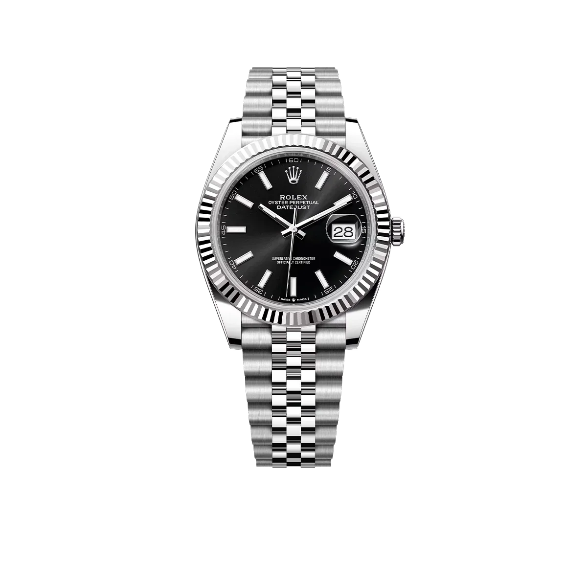 Datejust 41mm Steel White Gold Black Dial Mens Watch m126334-0018