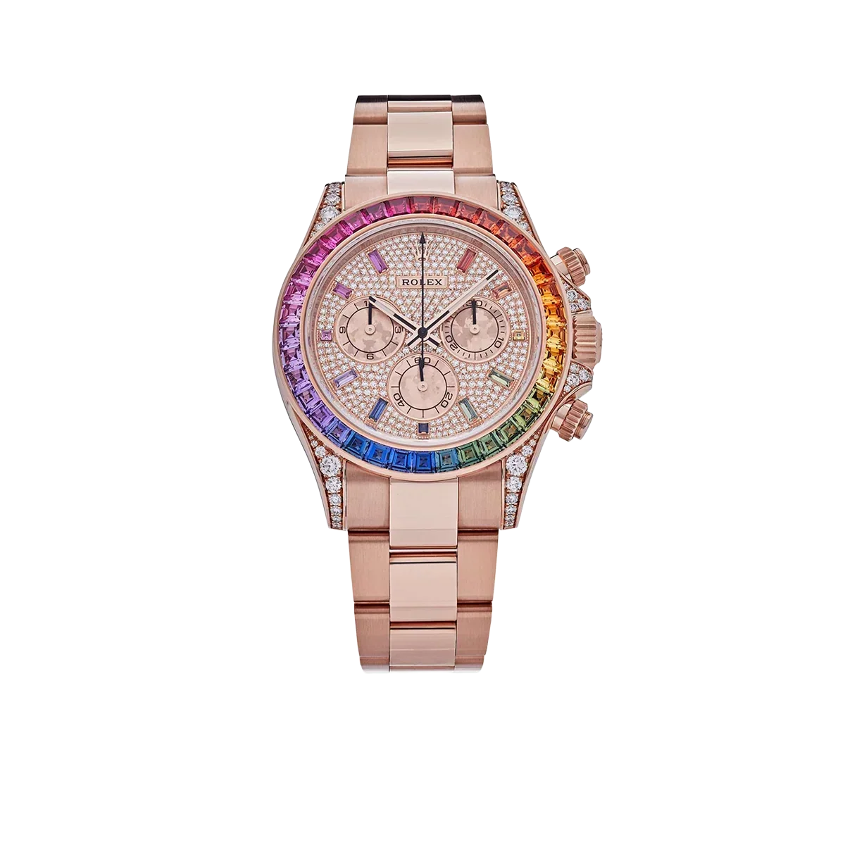 Daytona 116595RBOW Rainbow Rose Gold Pave Diamond Dial Sapphire Bezel