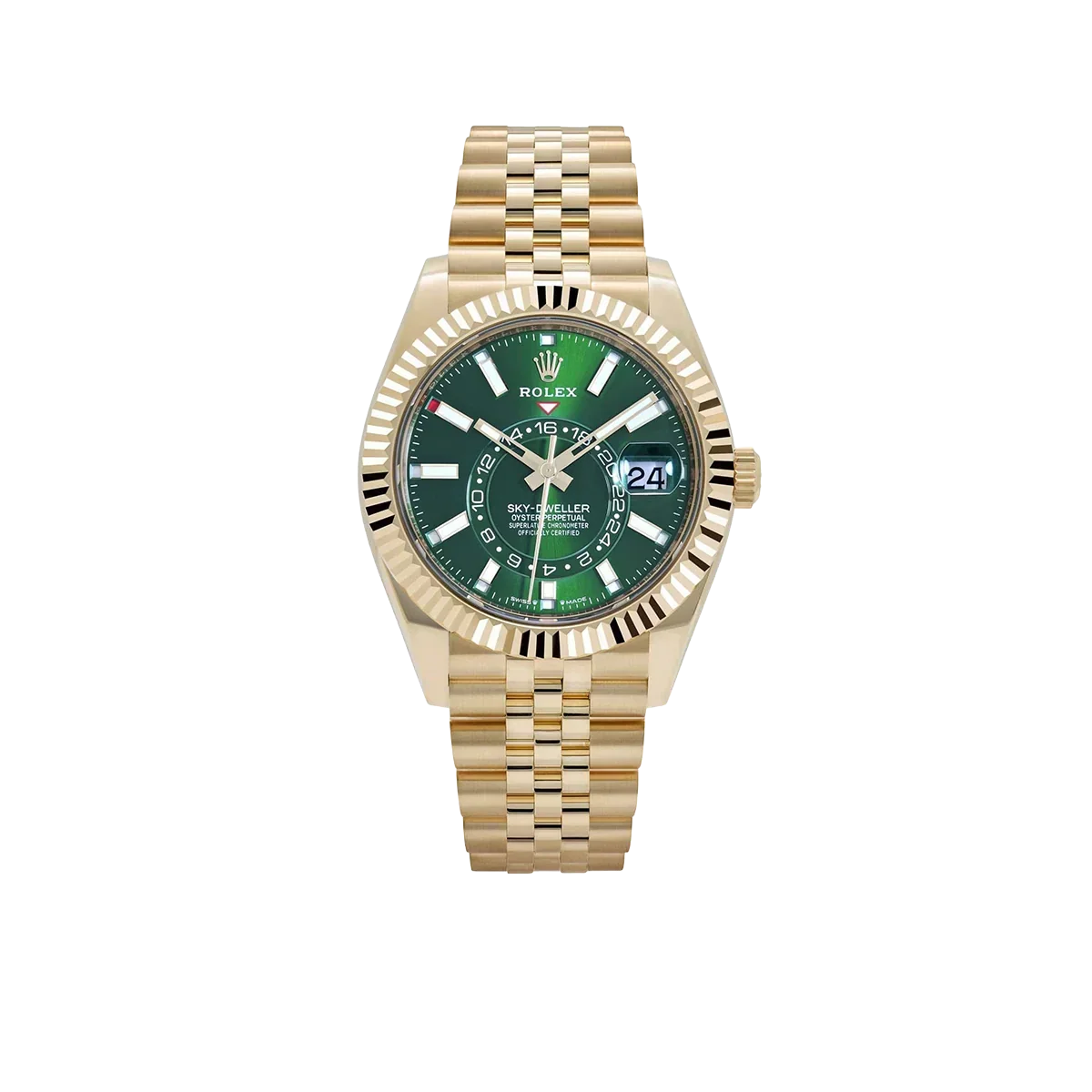 Sky-Dweller 42mm Yellow Gold Bright Green Dial Jubilee 336938 (2025)