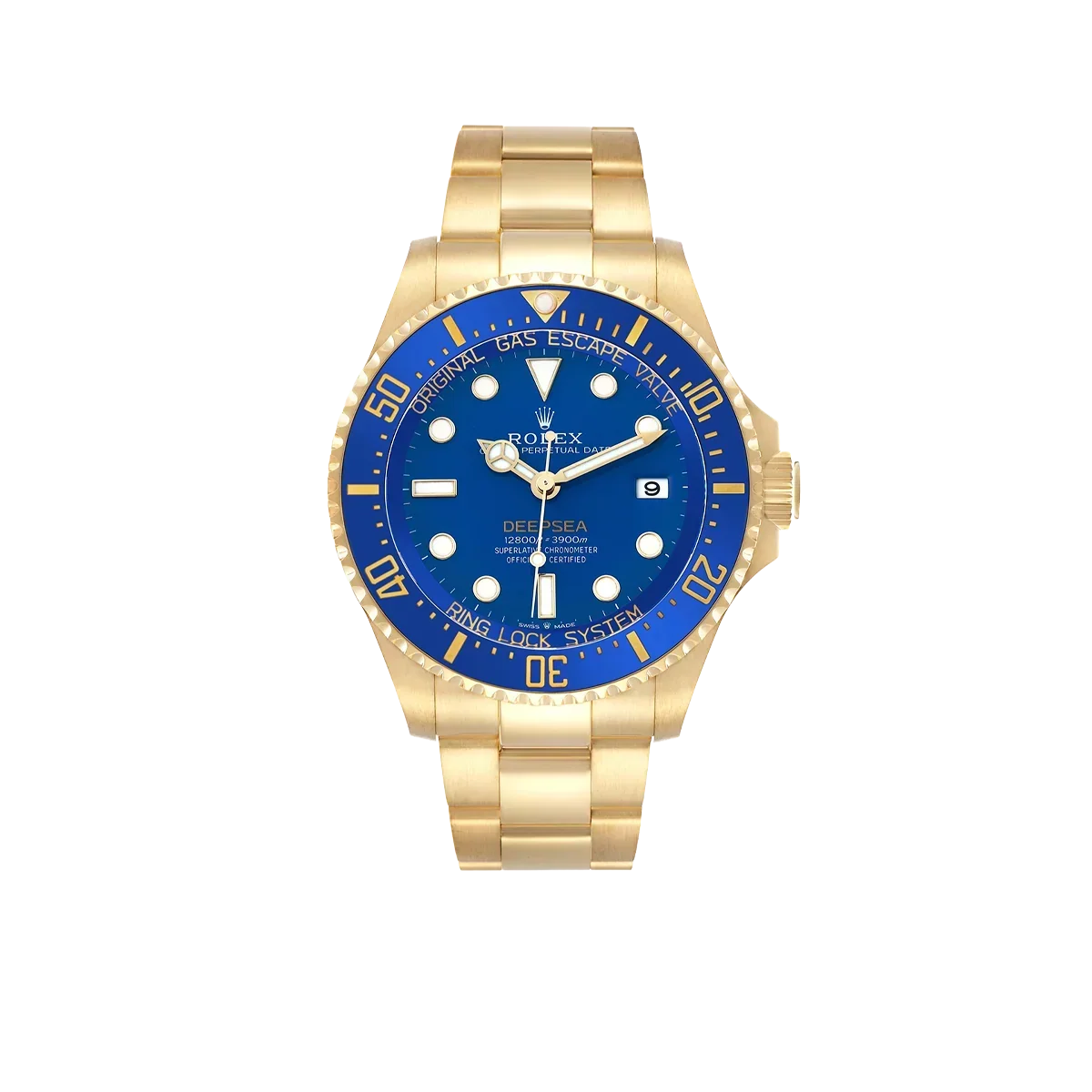 Seadweller Deepsea 44mm Yellow Gold Blue Dial Mens Watch 136668
