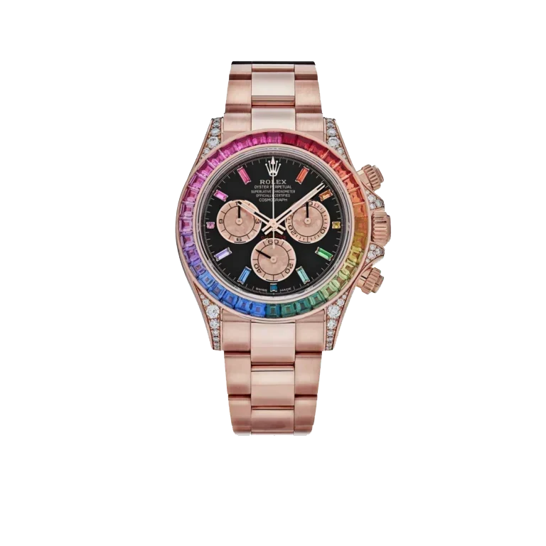 Daytona 116595RBOW Rainbow Rose Gold Black Dial Sapphire Bezel