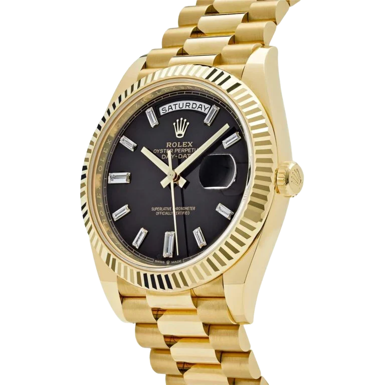 President Day-Date 40mm Black Dial Yellow Gold Diamond Mens Watch 228238