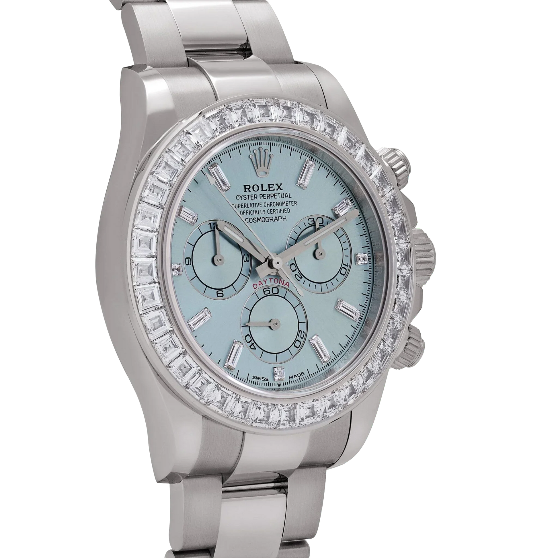 Daytona 126576TBR Platinum Ice Blue Diamond Dial Diamond Bezel