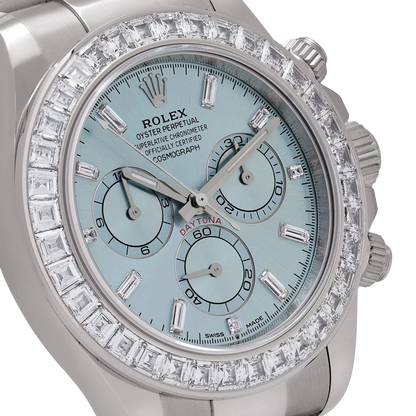 Daytona 126576TBR Platinum Ice Blue Diamond Dial Diamond Bezel