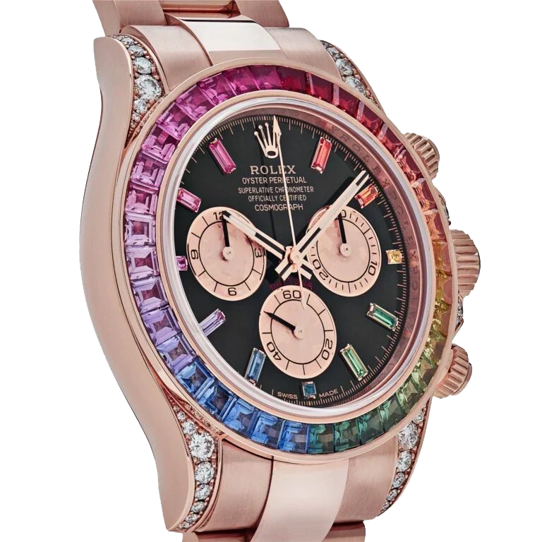 Daytona 116595RBOW Rainbow Rose Gold Black Dial Sapphire Bezel