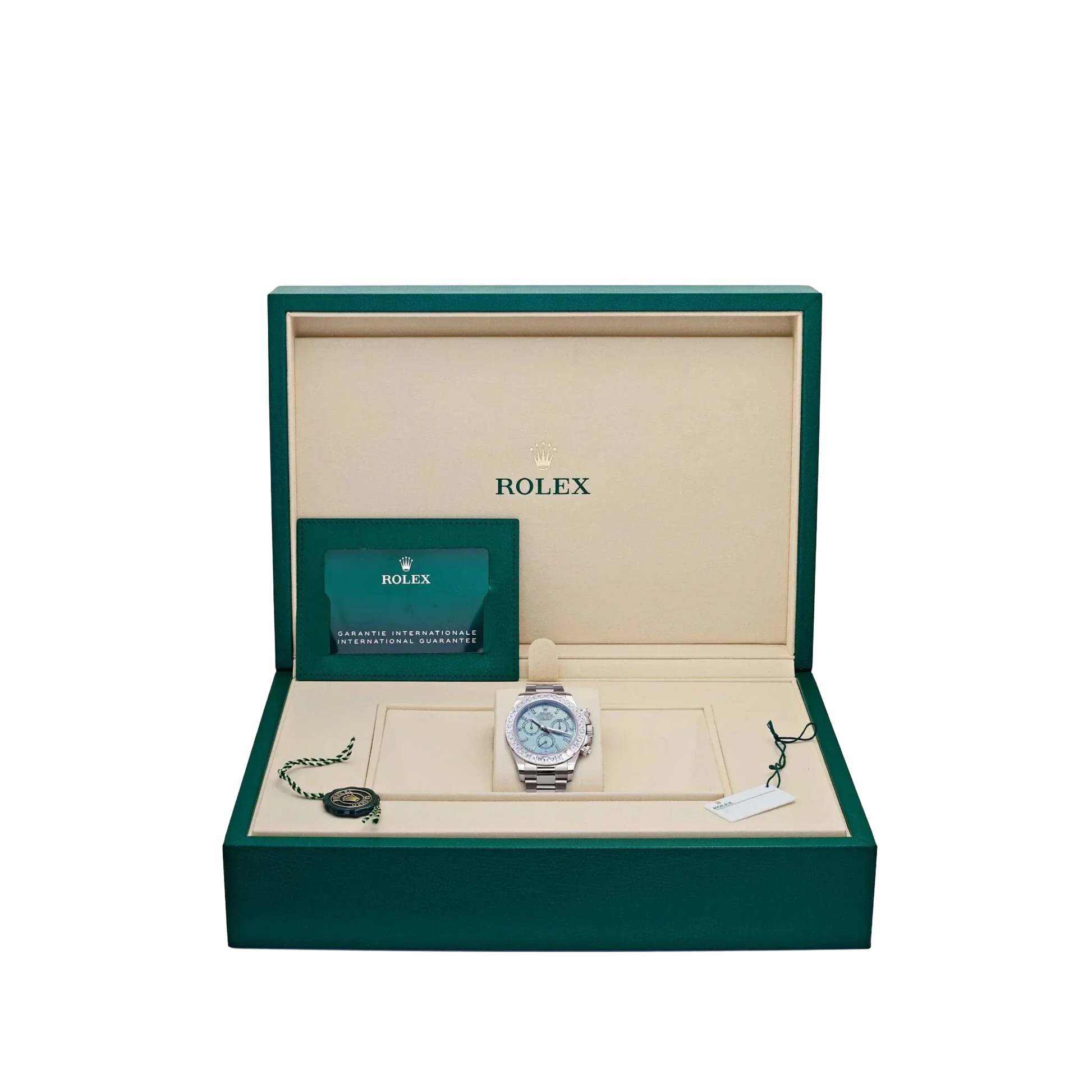 Daytona 126576TBR Platinum Ice Blue Diamond Dial Diamond Bezel