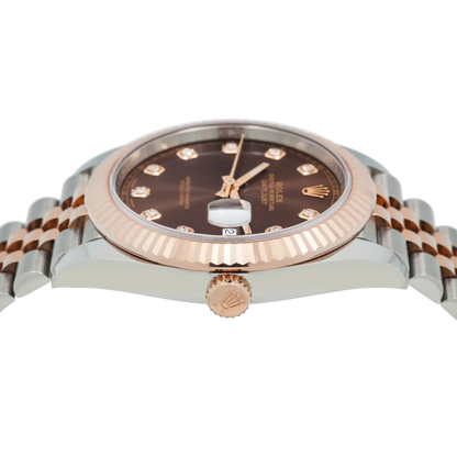 Datejust 41MM 126331 Chocolate Diamond Dial Fluted Bezel Two Tone Rose Gold Jubilee Bracelet