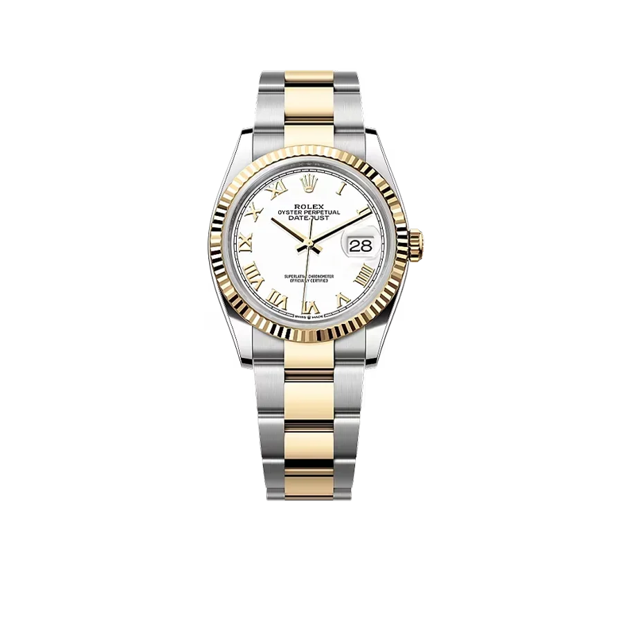 Datejust 36 mm White Dial, Yellow Rolesor 126233-0030
