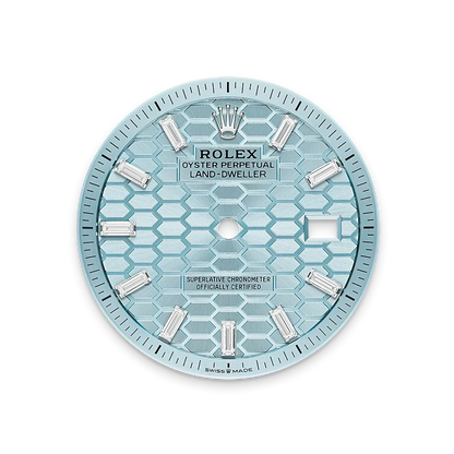 Land-Dweller Oyster 40mm Platinum & Diamonds Ice Blue Honeycomb Motif Dial M127386TBR-0001
