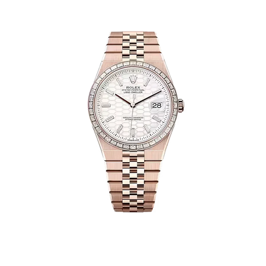 Land-Dweller Oyster 40mm Everosegold & Diamonds Intense White Honeycomb Motif Dial  127385TBR-0003