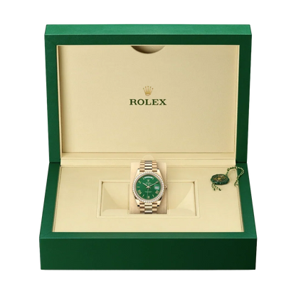 Day-Date 40 Yellow Gold Green Roman Numeral Dial Diamond Bezel M228348RBR-0040