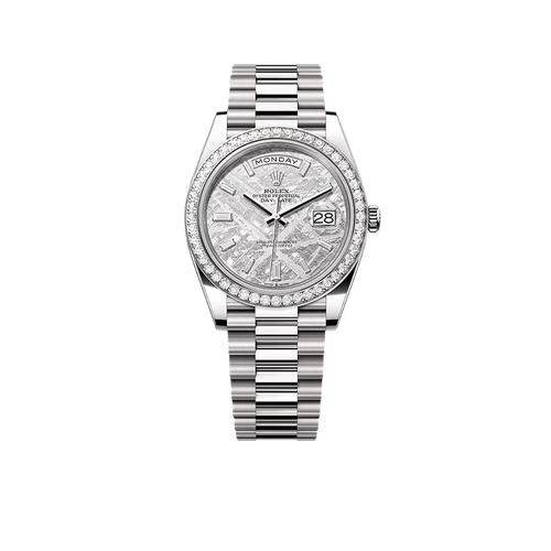 Day-Date 40mm Meteorite Dial, Platinum Diamonds M228349RBR-0040 New