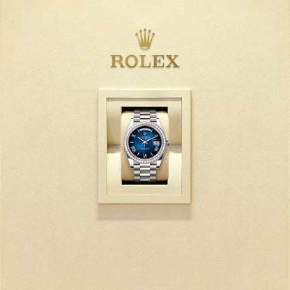 Day-date Oyster Perpetual 40mm White Gold Blue Ombré Dial, Diamond-set bezel M228349RBR-0045