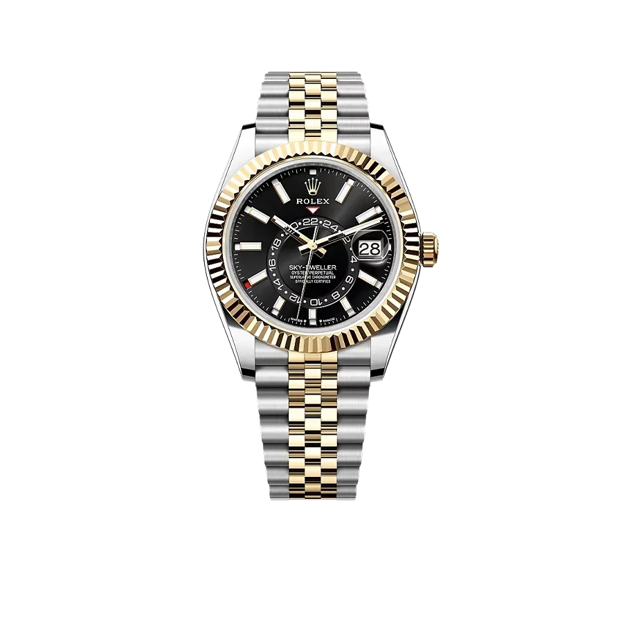 Sky-Dweller 42 mm Oyster, Oystersteel and Yellow Gold 336933 Bright Black