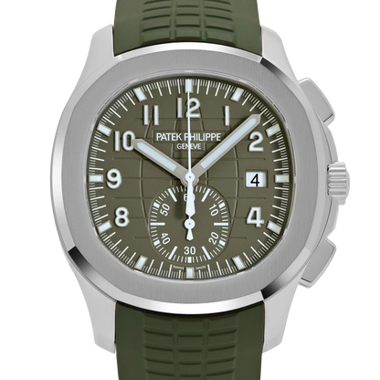 Aquanaut 42mm 5968G-010 Chronograph White Gold Khaki Green Dial