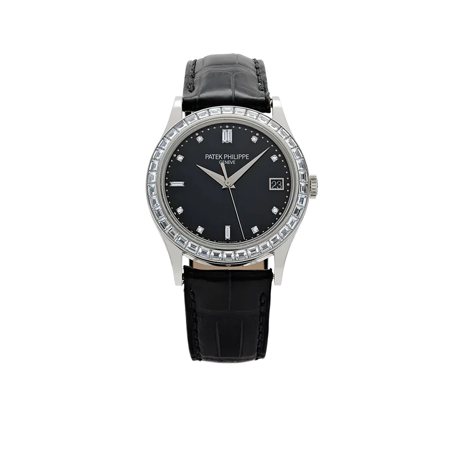 Calatrava 38mm 5298P-012 Platinum Black Diamond Dial Diamond Bezel
