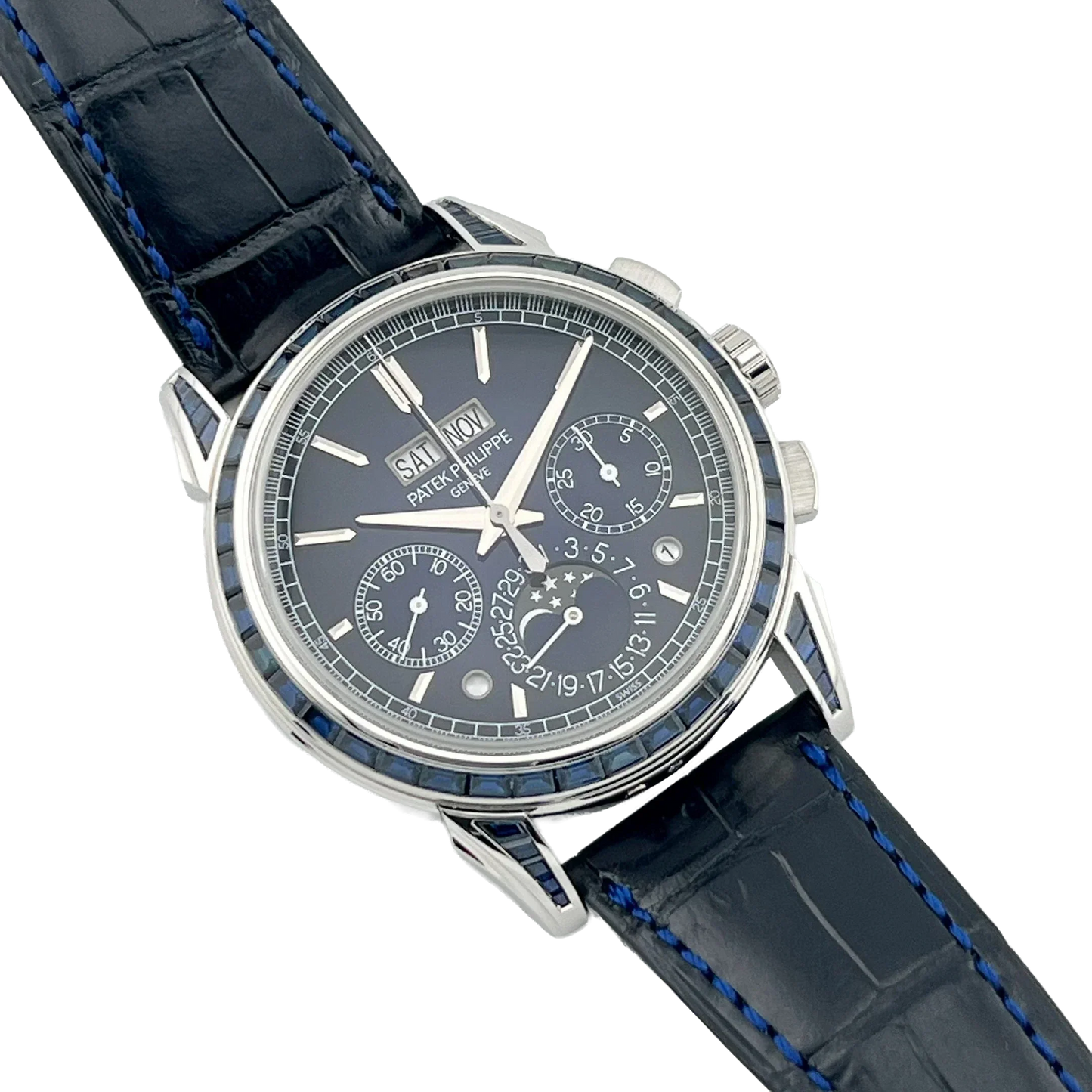 Grand Complications 41mm 5271/11P-010 Perpetual Calendar Chronograph Platinum Baguette Sapphires
