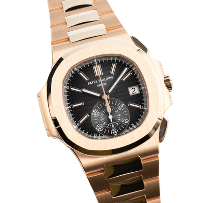 Nautilus 40mm 5980/1R-001 Chronograph Date Rose Gold Black Dial