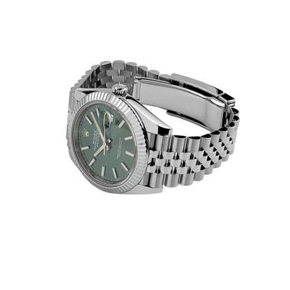 Datejust 41mm Steel White Gold Mint Green Dial Mens Watch 126334-0028