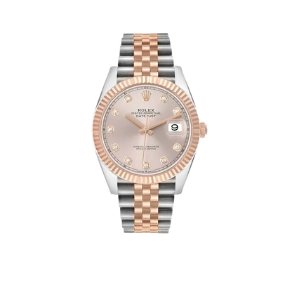 Datejust 41 Steel Everose Gold Sundust Diamond Dial Mens Watch 126331